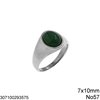 Stainless Steel Male Ring with Oval Semi Precious Stone 7x10mm