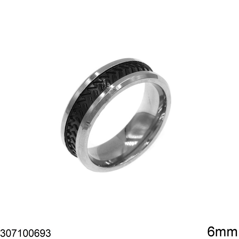 Stainless Steel Anxiety Ring with Braid 6mm