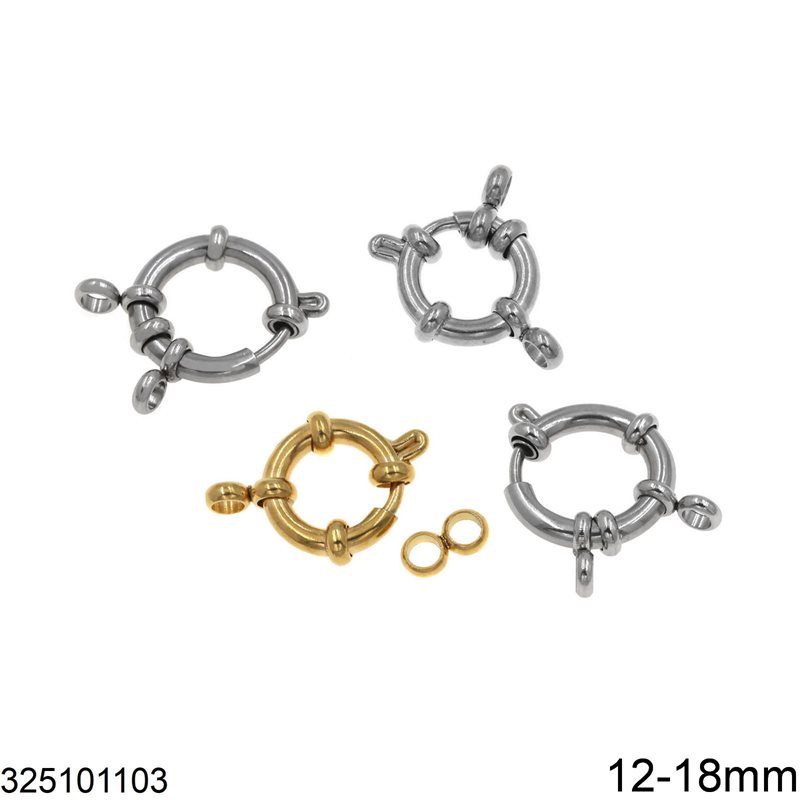 Stainless Steel Spring Ring Clasp 12-18mm with 2 "8" Rings