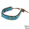 Leather Bracelet with Agate Rectangular Beads 16mm & Metallic Clasp NF