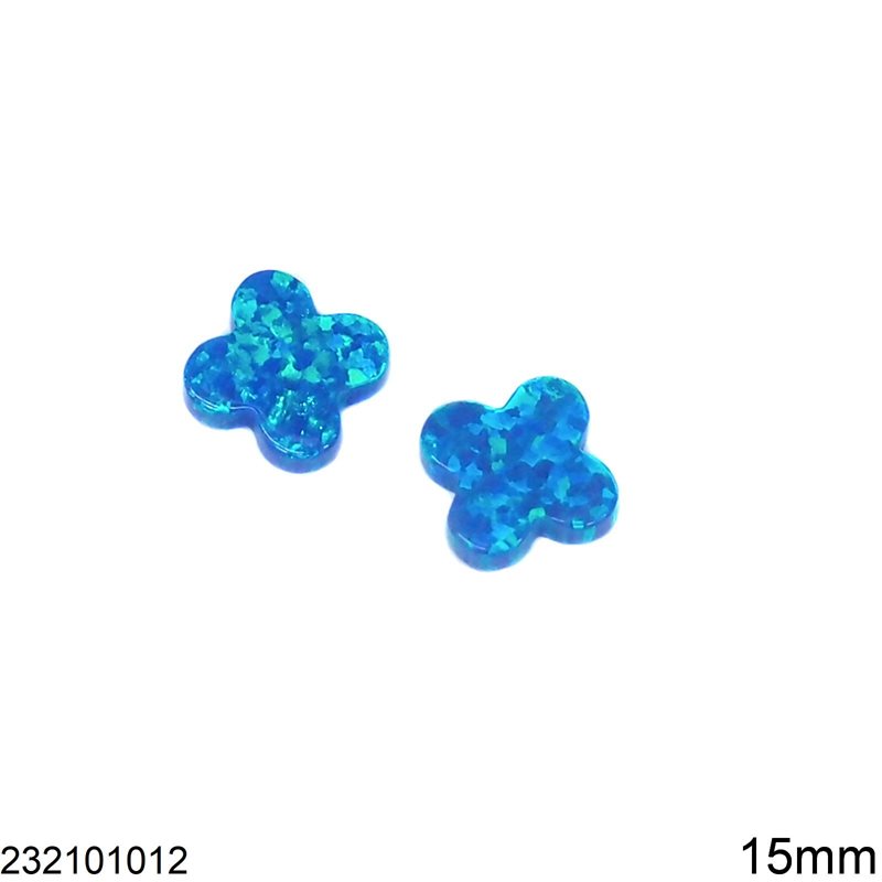 Synthetic Opal Cross-Clover Stone 15mm (not drilled)