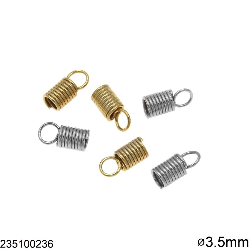 Brass Coil Cord End with Hole 3.5mm