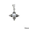 Silver 925 Pendant Cross with Square Freshwater Pearl 15mm