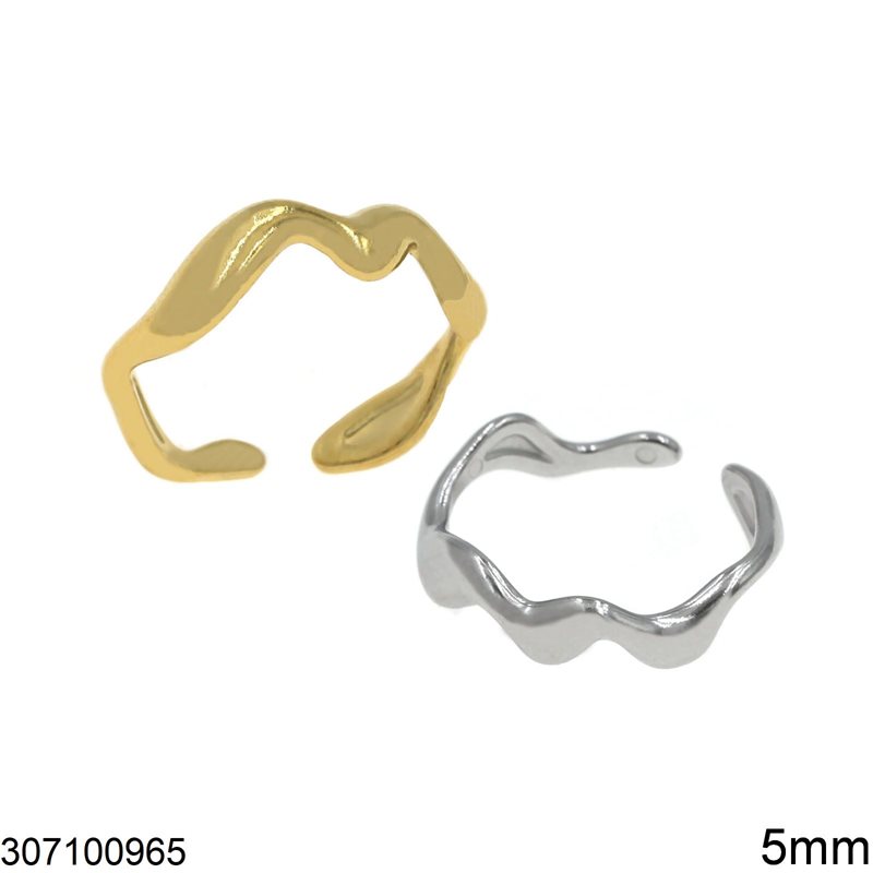 Δαχτυλίδι Ατσάλινο Σχέδιο Τηγμένη Λάβα 5mm
