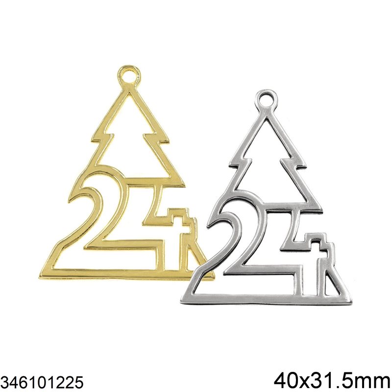 2024 New Years Lucky Charm Christmas Tree 40x31.5mm