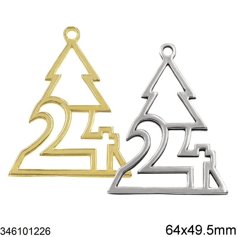 2024 New Years Lucky Charm Christmas Tree 64x49.5mm