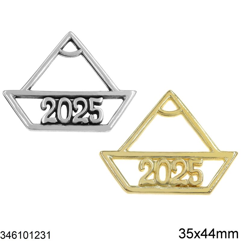 Γούρι Διακοσμητικό Χυτό Κρεμαστό Καράβι 2025 35x44mm