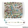 Stainless Steel Chain with Glass Pearshape Faceted Bead 3mm and Round Bead