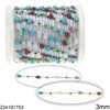 Stainless Steel Chain with Glass Pearshape Faceted Bead 3mm and Round Bead