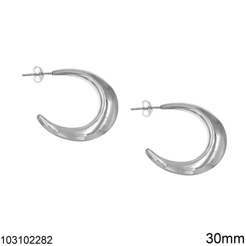 Silver 925 Stud Earrings Hoop 30mm