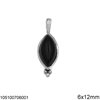 Silver 925 Navette Pendant with Semi Precious Stones 6x12mm