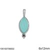 Silver 925 Navette Pendant with Semi Precious Stones 6x12mm