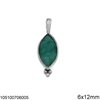 Silver 925 Navette Pendant with Semi Precious Stones 6x12mm