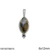 Silver 925 Navette Pendant with Semi Precious Stones 6x12mm