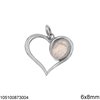 Silver 925 Heart Pendant 18mm  with Oval Semi Precious Stones 6x8mm