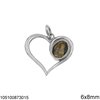 Silver 925 Heart Pendant 18mm  with Oval Semi Precious Stones 6x8mm