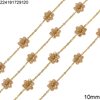 Αλυσίδα Ατσάλινη με Λουλούδι Ταγιέ Χάνδρες Γυάλινες 10mm