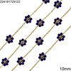Stainless Steel Link Chain with Glass Faceted Rondelle Beads Flower 10mm