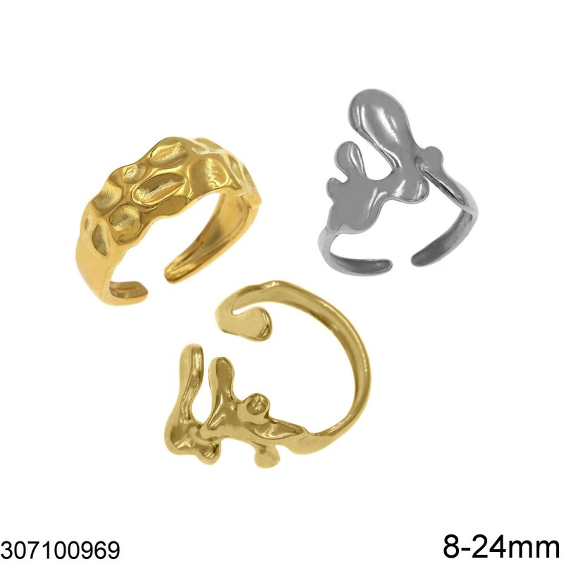 Stainless Steel Irregular Shape Ring "Melted" 8-24mm