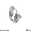 Stainless Steel Wavy Ring with Stripes 30mm