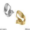 Stainless Steel Wavy Ring with Stripes 30mm