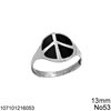 Silver 925 Ring Peace Sign 13mm