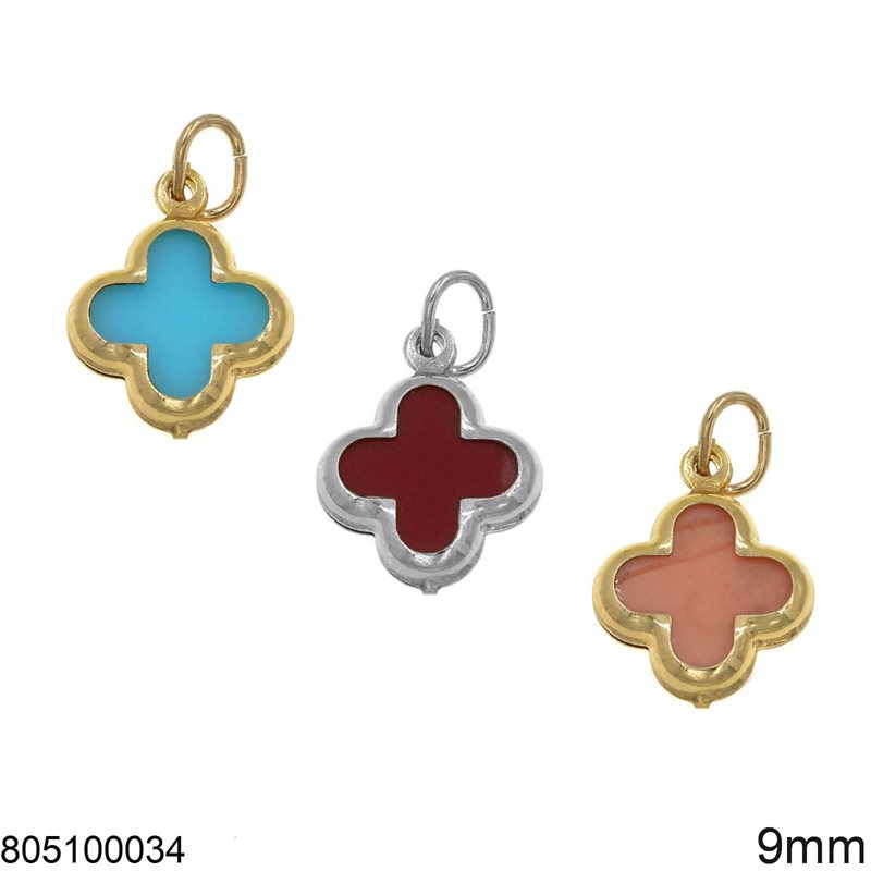 Gold Pendant Rounded Cross with Stone 9mm K14 0.4gr