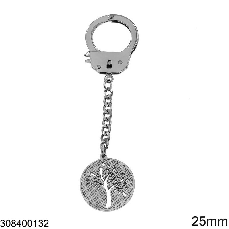 Stainless Steel Keychain Tag with Tree with Design 25mm