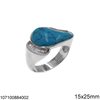 Silver 925 Ring with Semi Precious Stone and Baguette 20-30mm