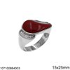 Silver 925 Ring with Semi Precious Stone and Baguette 20-30mm