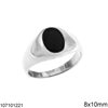 Silver 925 RIng with Oval Stone Onyx 8x10mm