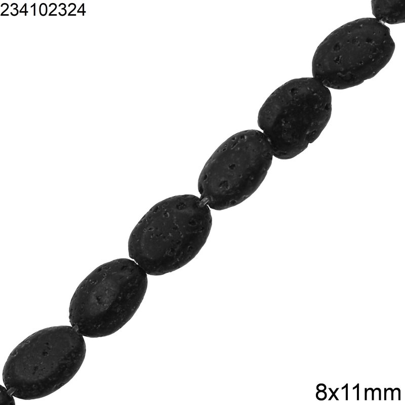 Lava Flat Oval Beads 8x11mm, Black