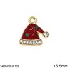 Casting Pendant Christmas Cap with Enamel 15mm