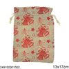 Synthetic Fabric Pouch with Christmas Design 13x17cm