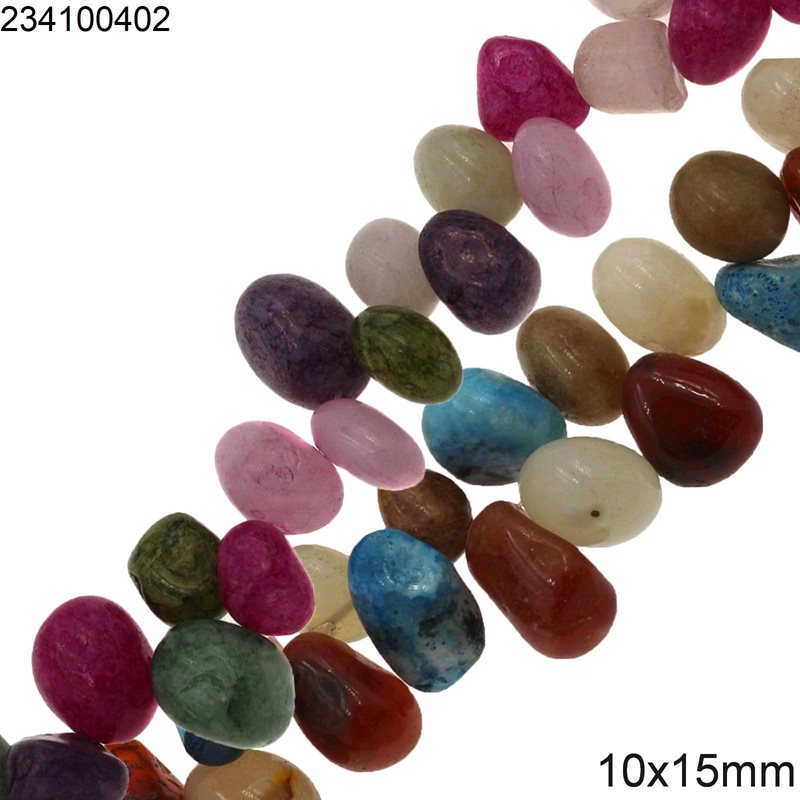 Semi Precious Stone Nugget Beads with Horizontal Hole 10x15mm