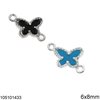 Silver 925 Spacer Butterfly with Semi Precious Stone 6x8mm