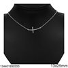 Silver 925 Necklace Curved Cross 13x25mm