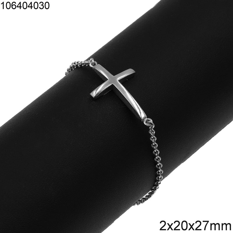 Silver 925 Bracelet Bold Cross 2x20x27mm