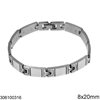 Stainless Steel Bracelet with Shine Finish Plates 8x20mm