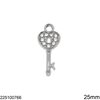 Casting Pendant Key with Rhinestones 25mm, Nickel color NF