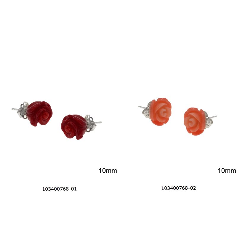 Σκουλαρίκια Ασημένια 925 Καρφάκι με Τριαντάφυλλο 10mm
