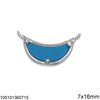 Silver 925 Spacer Half Moon with Semi Precious Stones 7x16mm