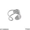 Stainless Steel Ring Two Line Half Hammered 14mm