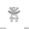 Casting Pendant Girl "Little Princess" 24mm, Antique silver plated 