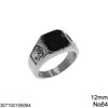 Stainless Steel Male Ring with Square Black Stone 12mm