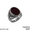Stainless Steel Male Ring with Oval Stone 13x20mm