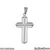 Stainless Steel Double Pendant Cross 8x26x40mm