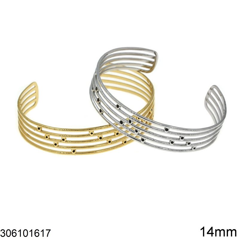 Stainless Steel Bracelet 5-Line with Enamel 14mm