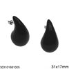 Stainless Steel Pearshape Stud Earrings 31x17mm