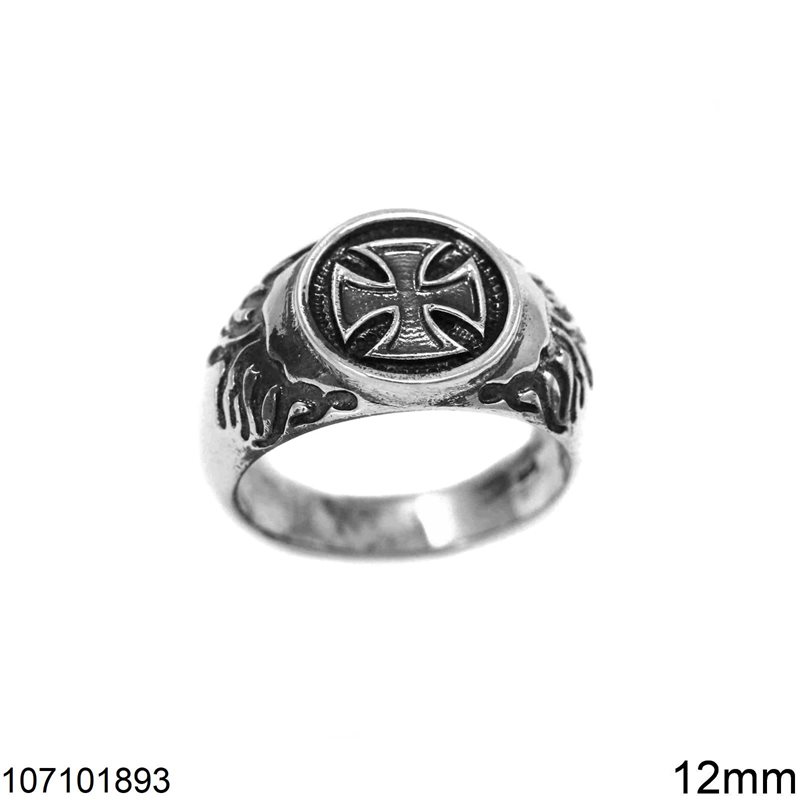 Silver 925 Ring with Cross 12mm